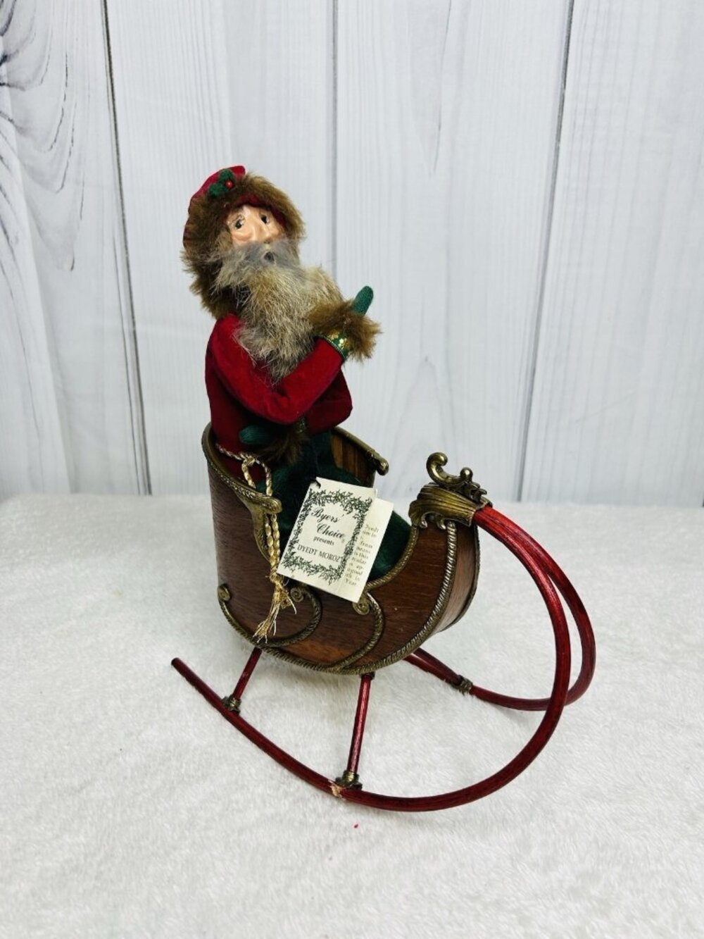 Byers Choice Dyedt Moroz Russian Santa in Sleigh with Tags 1989 Vintage